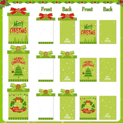 Watayo 12 Sets Christmas Money and Gift Card Sleeves, Xmas Money Holder Ornaments for Cash Gifts with Envelopes, Green