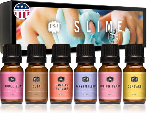 P&J Trading Fragrance Oil Slime Set | Bubble Gum, Cotton Candy, Cupcake, Strawberry Lemonade, Cola, Marshmallow Scents