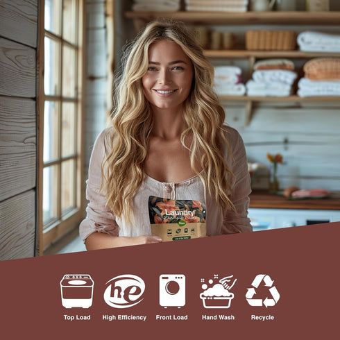 SIPA Laundry Detergent Sheets Bag - 30 Sheets, Up to 60 Loads, Eco-Friendly, Phosphorus-Free, High Efficiency, Lily of