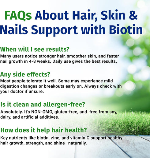 1 Body Hair Skin and Nails Vitamins with Biotin – 60 Vegan Capsules – 26 Vitamins, Minerals and Herbal Extracts
