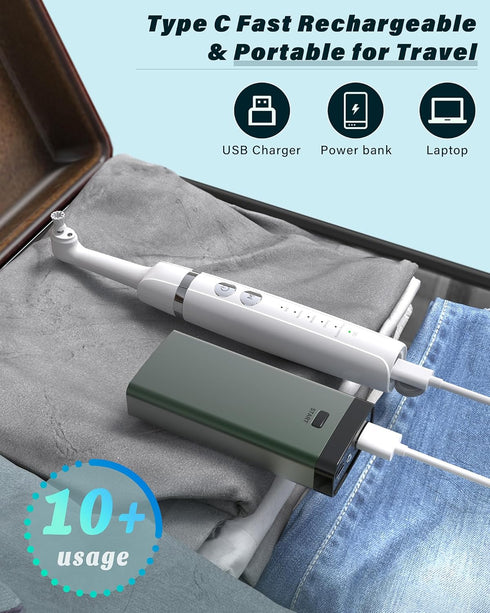 Tooth Polisher, Rechargeable Tooth Whitening Kit for Teeth Cleaning and Whitening, 3 Tooth Polish Paste and 5 Brush