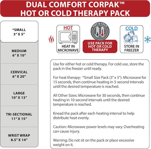 Pack 11" 15" Core Products Dual Comfort CorPak - Reusable hot/Cold for Knee, Back, Shoulder, or Ankle Pain; Use hot