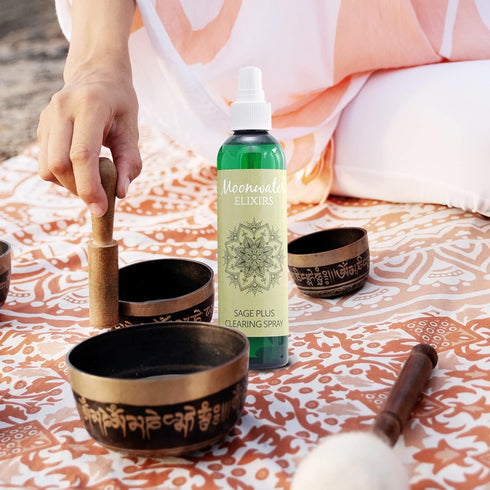 Moonwater Elixirs White Sage Spray for Smudging, 8 Fl Oz Sage Spray Mist for Clearing Negative Energy with Crystals