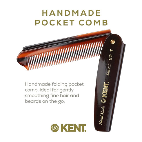 Kent 82T 4" Handmade Pocket Comb for Men, Fine Tooth Hair Straightener for Grooming, Made in England