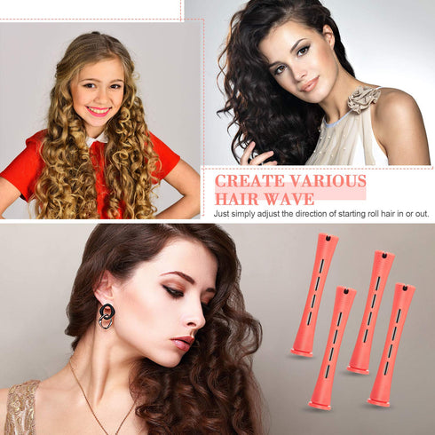 WILLBOND 36 Pieces Cold Wave Rod Hair Perm Rods with Steel Rat Tail Comb for Hairdressing