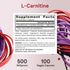 Jarrow Formulas L-Carnitine 500 mg, 100 Veggie Capsules for Cellular Energy Production, 100 Day Supply