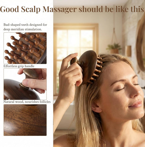 Wooden Scalp MassagerBamboo Brush for Hair GrowthWooden Hair BrushBody Massage Tool