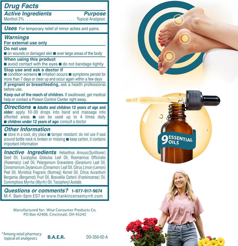 Frankincense and Myrrh Foot Pain Relief Oil, Neuropathy Relief, 2 Pack