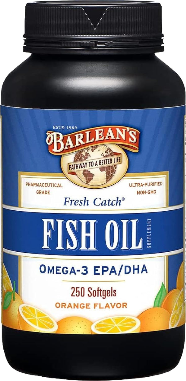Barlean's Omega 3 Fish Oil Supplements, 600mg Fish Oil Pills, Softgels for Joint, Brain, Heart Health, 250 Count