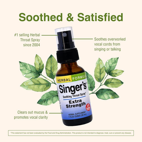 Herbs Etc. Singer's Saving Grace Extra Strength, 1 fl oz Throat Relief Spray with Licorice