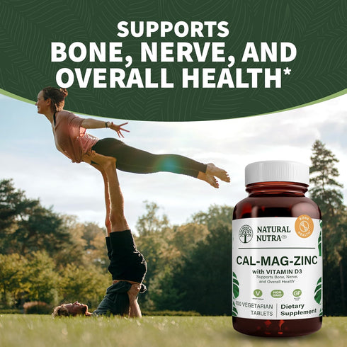 Natural Nutra Calcium Magnesium Zinc Supplement with Vitamin D3 for Bone Strength, 100 Count (Pack of 3), Gluten-Free