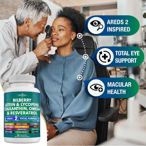 NEW AGE Eye Health Vitamins with Bilberry, Lutein & Zeaxanthin, 60 Count