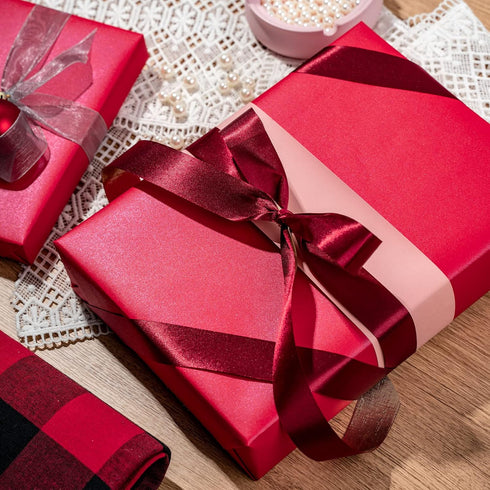RUSPEPA Red Matte Wrapping Paper - Solid Color Pearly - lustre Paper Perfect for Wedding, Birthday, Christmas, Baby Shower -17 Inches X 32.8 Feet