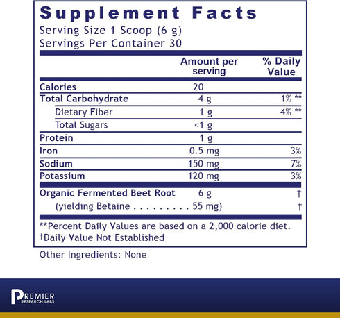 Premier Research Labs Fermented Beets - Gut Health Support Supplement for Women & Men* - Organic Beetroot Aids Digestive Health* - Fermented Beetroot Powder Supports Overall Health* - 6.3 oz powder