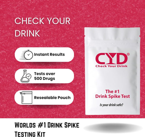 Check Your Drink with Personal Test Strips, Detect GHB or KETA, 5 Test Strips, White, Avoid Drink Spiking