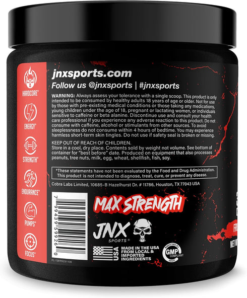 JNX SPORTS The Shadow! 350mg Caffeine Hard Core Preworkout, Electric Energy, Mental Focus, Fruit Punch, 30 Servings