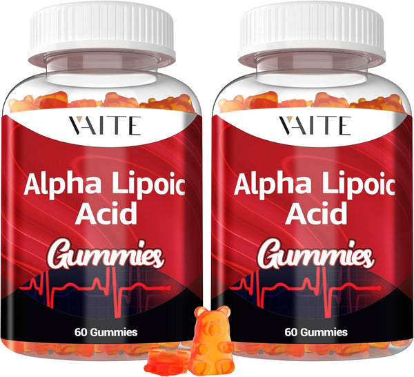 Alpha Lipoic Acid Gummies, Extra Strength ALA Antioxidant Supplement for Brain Health, 60 Chewable Pain Relief (2 Pack)