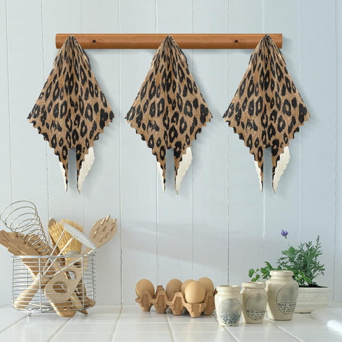 Pack of 6 Vintage Leopard Microfiber Kitchen Dish Cloths, Absorbent Fast Drying Washcloths 11x11 inch for Bathroom, Car
