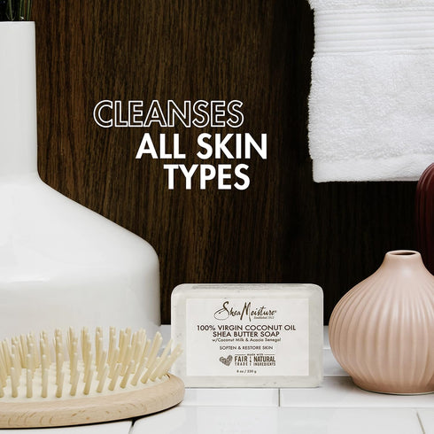 SheaMoisture Shea Butter Soap, 100% Virgin Coconut Oil, Cruelty-Free Skin Care, 8 oz, 4 Count