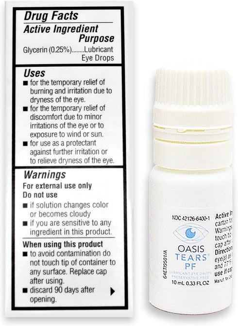 OT6400 0.34 OZ (10 mL) Oasis TEARS PF Preservative-Free Lubricant Eye Drops Dry Eye Relief | Artificial Tears | FL