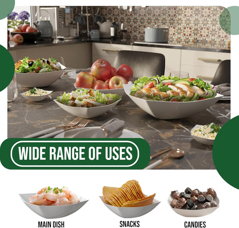 Exquisite Disposable Bowls, Plastic Serving Bowls Pack of 12, 8 Oz Square Salad Bowls for Parties