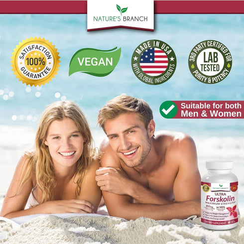 Premium 100% Ultra Pure Forskolin for Weight Loss, Max Strength with 40% Coleus Forskohlii Extract, 60 Diet Pills