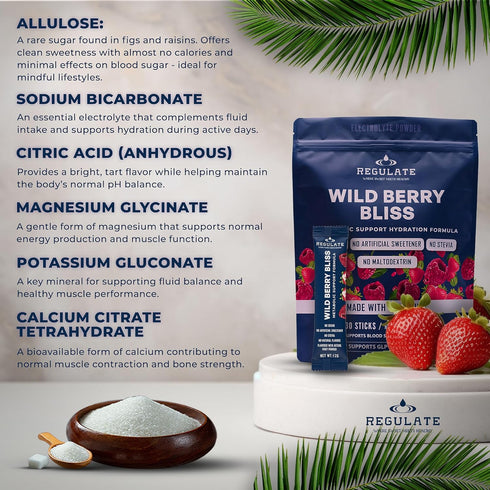 Regulate Where Sweet Meets Healthy 30 Regulate Wild Berry Bliss Electrolyte Drink Mix | Sticks | with Chromium