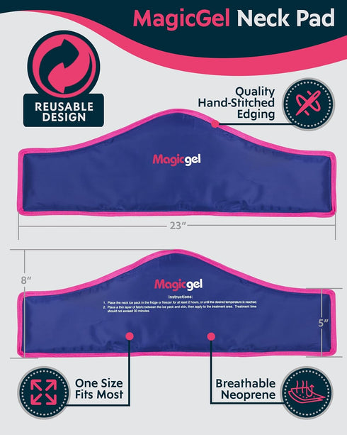 Magic Gel Neck Ice Pack - Reusable Cold Wrap for Neck, Shoulders, Back - Soft Flexible Freezer Pack for Icing