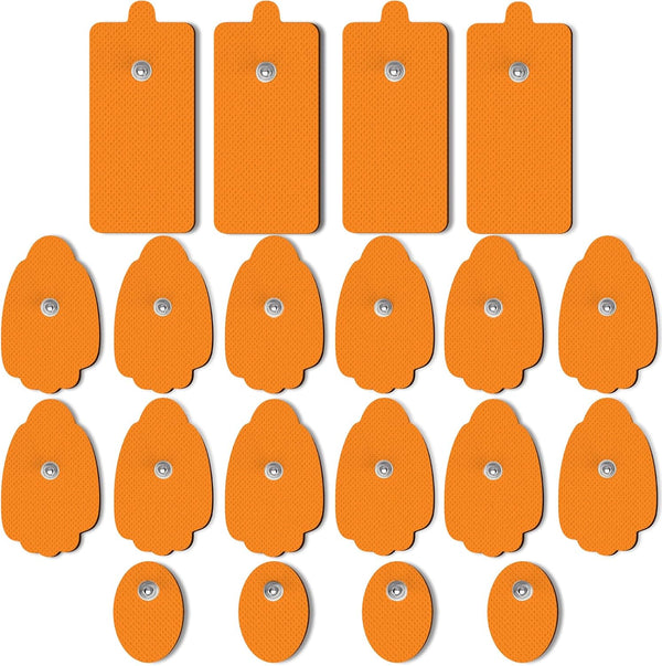 TENS Unit Replacement Pads, 20 Pack in 3 Sizes, Reusable Electrode Pads with American Gel for 50 Times Safe Use