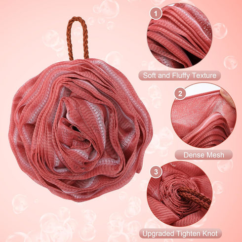 Toplive Shower Loofah Bath Sponge, Dark Green and Wine Red Exfoliating Mesh Pouf