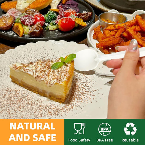 100% Compostable Cutlery Set, 150pcs (50 Forks, 50 Spoons, 50 Knives), Eco-Friendly, Ivory White