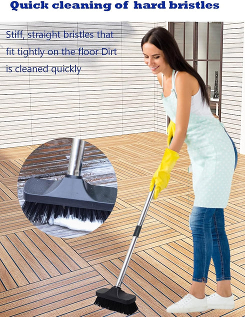 Push Broom Brush Stiff Bristles Floor Cleaning Brush Multi-Purpose Scrubber Brushes for Bathroom Bathtub Tile Floor