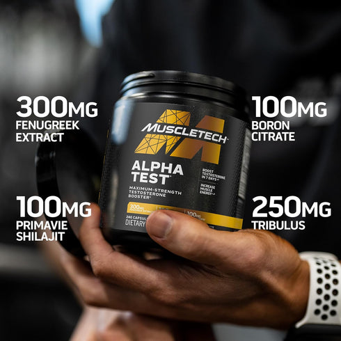 MuscleTech AlphaTest Testosterone Booster for Men - Tribulus Terrestris & Boron Supplement, Max-Strength ATP & Test
