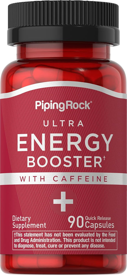 Piping Rock Ultra Energy Booster | 90 Capsules | with Caffeine | Non-GMO, Gluten Free Supplement