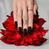 Hypnaughty 24 Pcs Noir Black Matte Luxury Coffin Press on Nails with Glue, Medium Long Solid Black Color