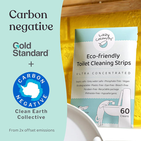 Toilet Bowl Cleaner Strips, 60 Cleans, Plastic-free, Dye-free, with Lemon Essential Oil