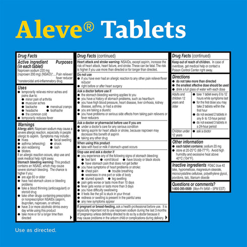 Aleve Easy Open Arthritis Cap Tablets - Naproxen Sodium for Pain Relief, 200 Count