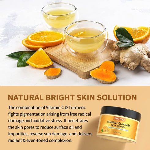 Vitamin C Face Mask with Kaolin Clay and Turmeric for Dark Spots and Dull Skin, 5.29 Oz