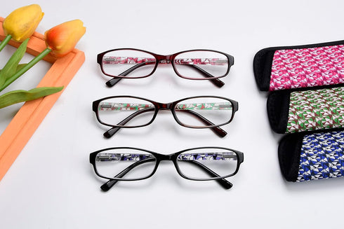 Eyekepper 4 Pairs Reading Glasses for Women - Stylish Striped Pattern Eyeglasses