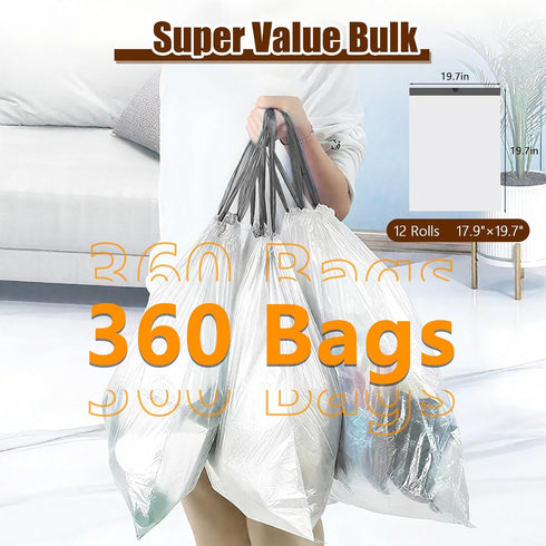 WOWSOLID 5 360 Count 1.2 15-20 4.5-5.5 Gallon Trash Bags Drawstring, Mil Thick Garbage Bags by , Fit Liners Liter, Gal