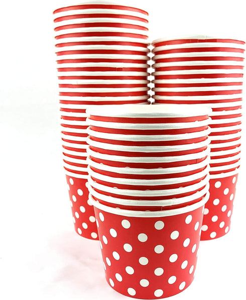 Worlds 16OZ 50 pack Paper Ice Cream Cups Polka Dot Paper Yogurt Cups Red