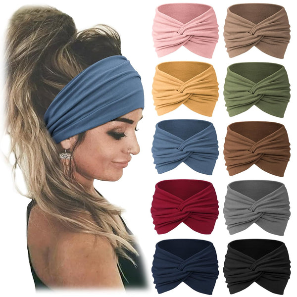 Jesries Women Headbands, African Wide Hair Wrap Extra Turban Head Bands for Large Sport Workout