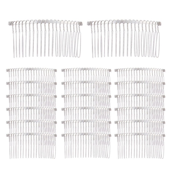 Lawie 20 Pack Silver Metal Side Hair Combs - 20 Teeth Wire Twist Clips for Wedding Bridal Veil, French Twist Updo