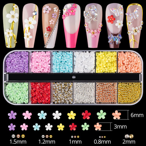 Mixed 3D Nail Art Gem Decoration Accessories Kit #1, Aurora Bear Bow Butterfly Starry AB Rhinestone Charm Jewelry