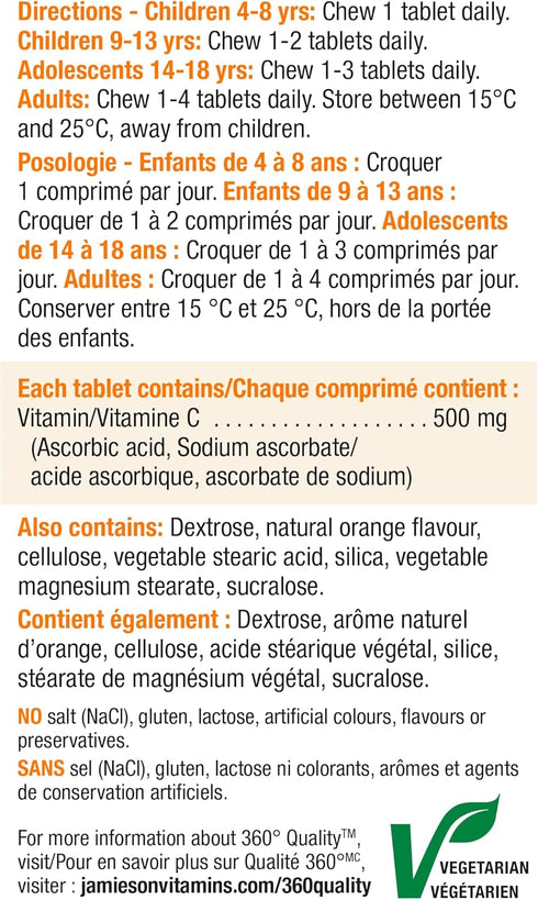 Jamieson Laboratories 500mg 120 Jamieson Vitamin C Orange Tablets
