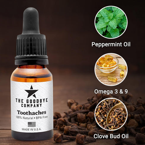 The Goodbye Company Toothache Pain Relief – Infused with Clove & Peppermint Oil, 100% Natural Tooth Ache Reliever