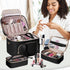 Travel Makeup Bag with 2 Pouches and Adjustable Dividers, Large Cosmetic Case Organizer for Women, Black (Patented