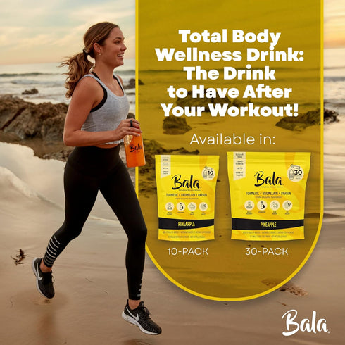 Bala Enzyme Hydration & Sugar-Free Drink Mix - Turmeric, Bromelain, Papain, Immunity, Mobility - Pineapple (10 Count)