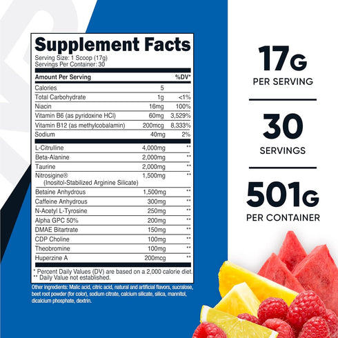 Nutricost Pre-X Xtreme Pre-Workout Complex Powder - Fruit Punch, 30 Servings, Vegetarian, Non-GMO, Gluten Free