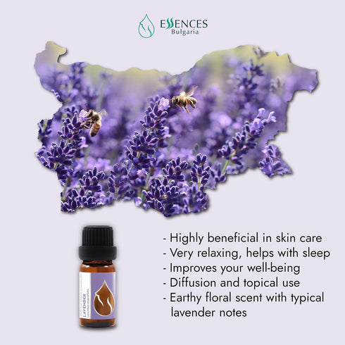 Essences Bulgaria Organic Lavender Essential Oil 1/3 Fl Oz | 10ml | 100% Pure, Natural, Therapeutic Grade, Non-GMO